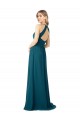 Sleeveless High Neck Soft Chiffon Windsor Blue Long Bridesmaid Dress Adelaide