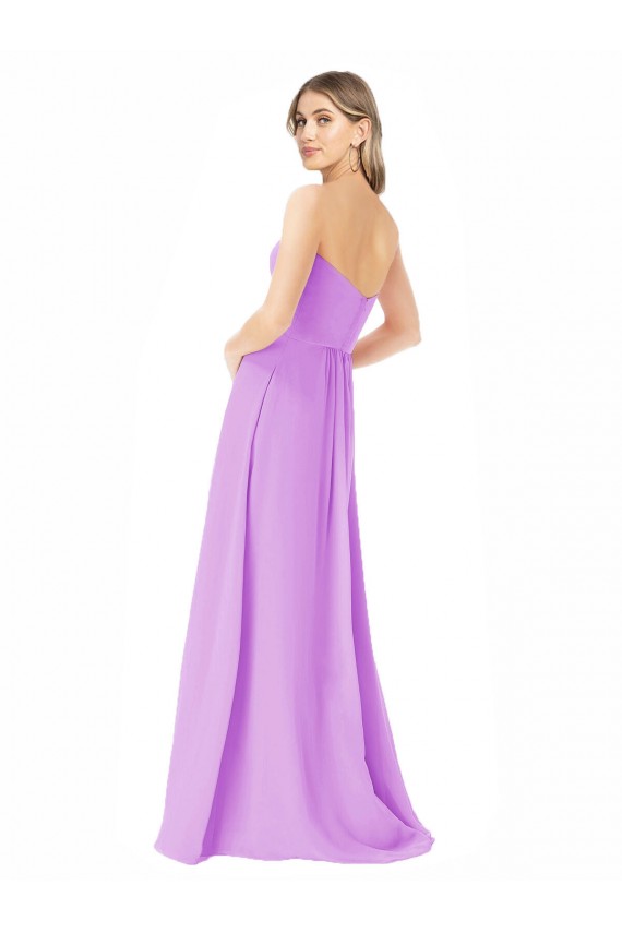Sleeveless Strapless Soft Chiffon Violet Long Bridesmaid Dress Adelaide