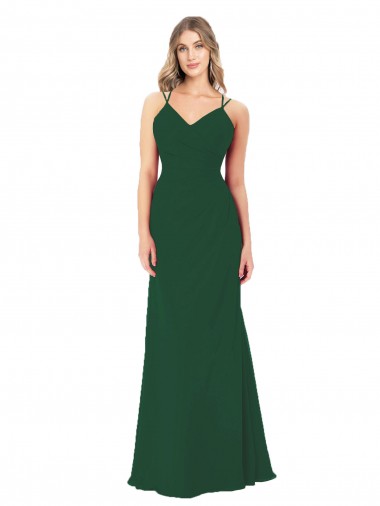Sleeveless Sweetheart Soft Chiffon Dark Green Long Bridesmaid Dress Adelaide