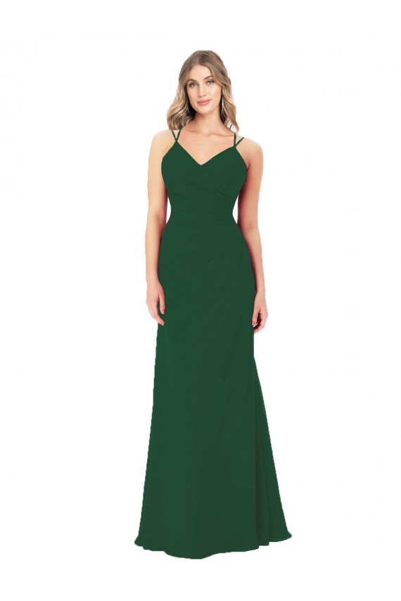 Sleeveless Sweetheart Soft Chiffon Dark Green Long Bridesmaid Dress Adelaide