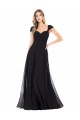 Cap Sleeves Sweetheart Soft Chiffon Black Long Bridesmaid Dress Adelaide