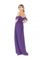 Cold Shoulder High Neck Soft Chiffon Plum Purple Long Bridesmaid Dress Adelaide