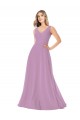 Sleeveless V-Neck Soft Chiffon Dark Lavender Long Bridal Party Dress Adelaide
