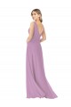 Sleeveless V-Neck Soft Chiffon Dark Lavender Long Bridal Party Dress Adelaide
