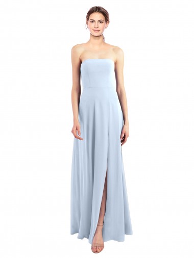 Sleeveless Strapless Soft Chiffon Light Sky Blue Long Bridesmaid Dress Adelaide