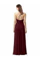 Sleeveless High Neck Soft Chiffon Burgundy Gold Long Bridesmaid Dress Adelaide