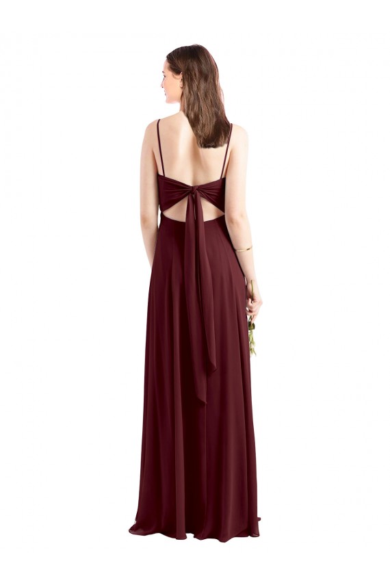 Sleeveless Scoop Neck Chiffon Burgundy Gold Long Bridesmaid Dress / Evening Dress Adelaide