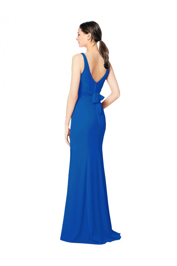 Sleeveless Sweetheart Chiffon Royal Blue Sheath Long Bridesmaid Dress / Evening Dress Adelaide