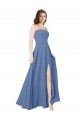 Sleeveless Strapless Soft Chiffon Windsor Blue Long Formal Dress / Bridesmaid Dress Adelaide