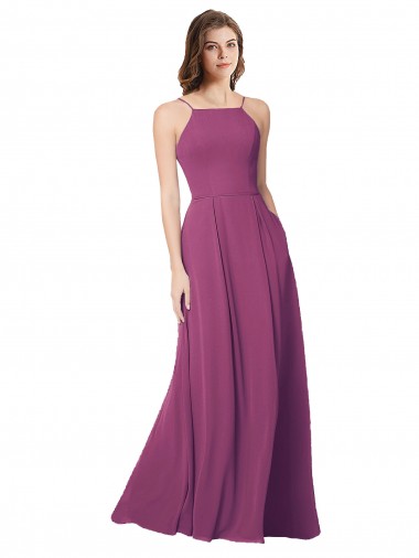 Sleeveless Strapless Soft Chiffon Wild Berry Long Bridesmaid Dress Adelaide