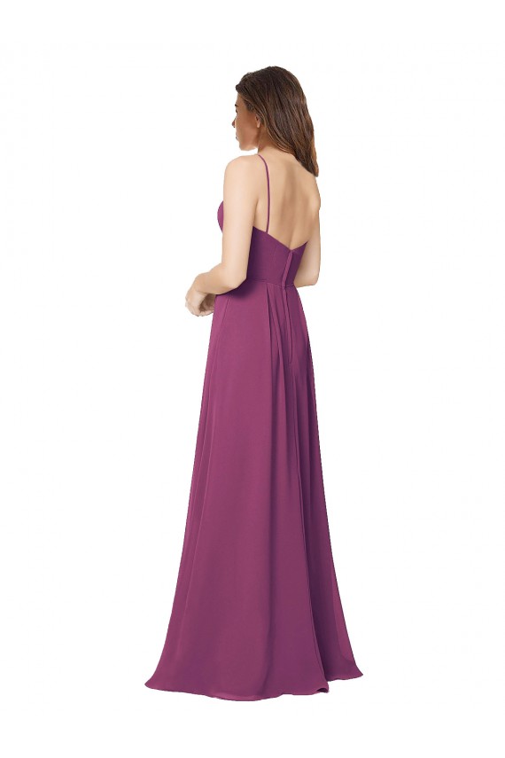 Sleeveless Strapless Soft Chiffon Wild Berry Long Bridesmaid Dress Adelaide