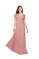 Flutter Sleeves V-Neck Chiffon Bliss Pink Long Bridesmaid Dress / Evening Dress Adelaide