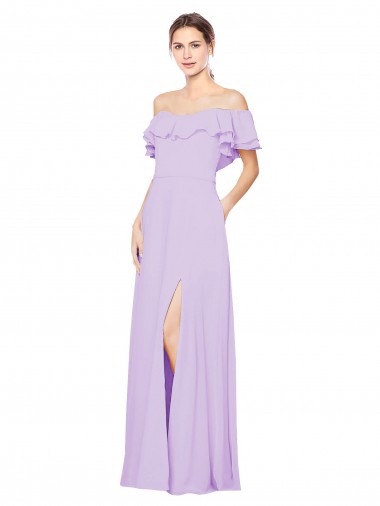 Sleeveless Strapless Soft Chiffon Lilac A-Line Long Bridesmaid Dress Adelaide