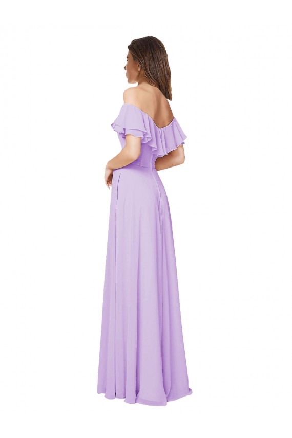 Sleeveless Strapless Soft Chiffon Lilac A-Line Long Bridesmaid Dress Adelaide
