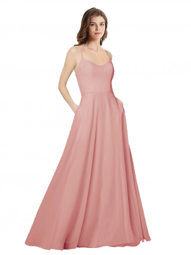 Sleeveless Strapless Soft Chiffon Bliss Pink Long Bridesmaid Dress Adelaide
