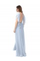 Flutter Sleeves V-Neck Soft Chiffon Light Sky Blue Long Bridesmaid Dress / Formal Dress Adelaide