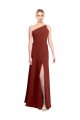 Sleeveless One Shoulder Soft Chiffon Burgundy Long Formal Dress / Bridesmaid Dress Adelaide