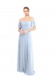 Flutter Sleeves Square Neck Soft Chiffon Light Sky Blue Long Formal Dress / Bridesmaid Dress Adelaide