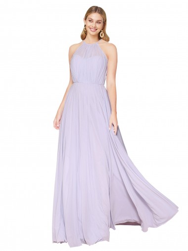 Sleeveless High Neck Soft Chiffon Lilac Long Formal Evening Gown / Prom Dress / Bridesmaid Dress Adelaide