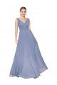 Sleeveless High Neck Soft Chiffon Dusty Blue Long Formal Evening Gown / Prom Dress / Bridesmaid Dress Adelaide