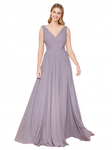 Sleeveless High Neck Soft Chiffon Dusty Rose Long Formal Evening Gown / Prom Dress / Bridesmaid Dress Adelaide