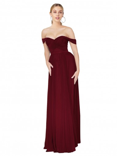 Sleeveless High Neck Soft Chiffon Burgundy Mermaid Long Formal Dress / Bridesmaid Dress Adelaide