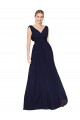 Sleeveless High Neck Soft Chiffon Dark Navy A-Line Long Formal Evening Gown / Prom Dress / Bridesmaid Dress Adelaide
