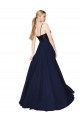 Sleeveless High Neck Soft Chiffon & Sequin Dark Navy Long Semi Formal Evening Dress / Prom Dress / Bridesmaid Dress Adelaide