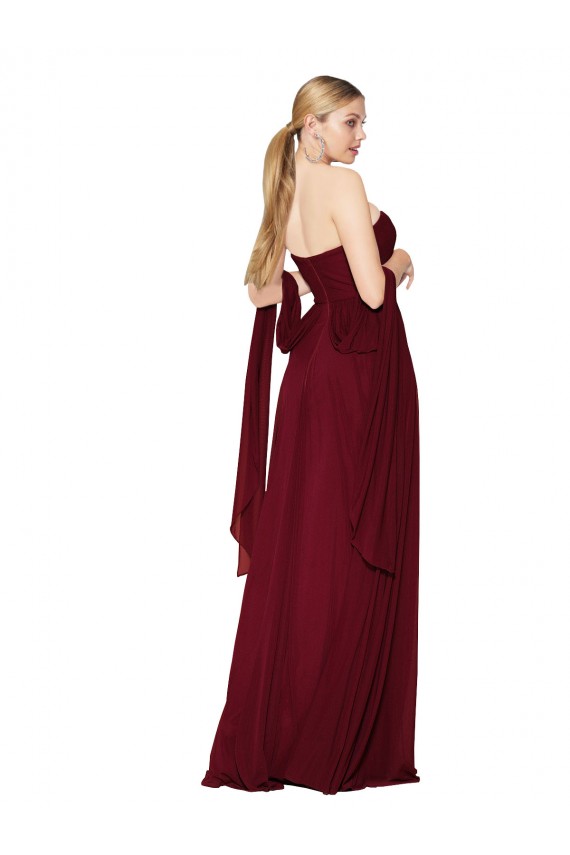 Sleeveless Strapless Soft Chiffon Burgundy Long Formal Evening Gown / Prom Dress / Bridesmaid Dress Adelaide