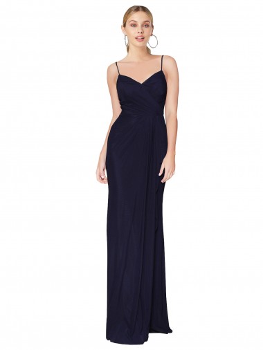 Sleeveless High Neck Soft Chiffon Dark Navy Mermaid Long Bridesmaid Dress / Formal Dress Adelaide