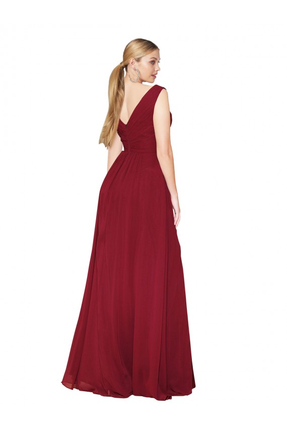 Sleeveless High Neck Soft Chiffon Burgundy Long Black Tie Evening Gown / Prom Dress / Bridesmaid Dress Adelaide