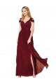 Sleeveless High Neck Soft Chiffon Burgundy Long Formal Evening Gown / Prom Dress / Bridesmaid Dress Adelaide