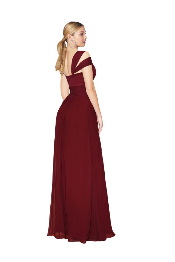 Sleeveless High Neck Soft Chiffon Burgundy Long Formal Evening Gown / Prom Dress / Bridesmaid Dress Adelaide