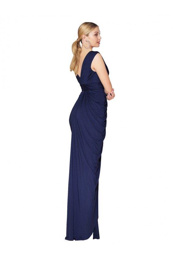 Sleeveless High Neck Soft Chiffon Dark Navy Long Formal Evening Gown / Prom Dress / Bridesmaid Dress Adelaide