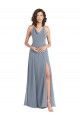 Sleeveless Cowl Neck Soft Chiffon Dusty Blue Long Bridesmaid Dress Adelaide