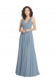 Sleeveless V-Neck Soft Chiffon Dusty Blue Long Bridesmaid Dress Adelaide