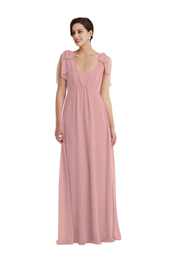 Sleeveless Halter Neck Soft Chiffon Dusty Pink Long Semi Formal Evening Dress / Bridesmaid Dress Adelaide