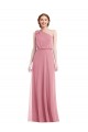 Sleeveless One Shoulder Soft Chiffon Skin Pink Long Semi Formal Evening Dress / Bridesmaid Dress Adelaide