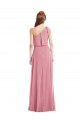 Sleeveless One Shoulder Soft Chiffon Skin Pink Long Semi Formal Evening Dress / Bridesmaid Dress Adelaide