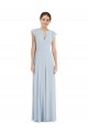 Flutter Sleeves Bateau Neck Soft Chiffon Sea Glass Long Formal Evening Gown / Bridesmaid Dress Adelaide