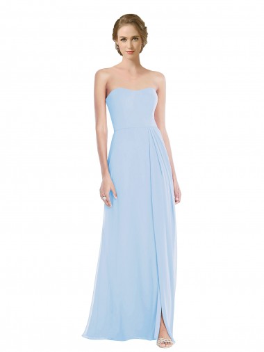 Sleeveless Sweetheart Soft Chiffon Light Sky Blue Long Formal Dress / Bridesmaid Dress Adelaide