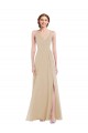 Sleeveless V-Neck Soft Chiffon Champagne Long Semi Formal Evening Dress / Bridesmaid Dress Adelaide