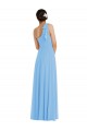 Sleeveless One Shoulder Soft Chiffon Periwinkle Long Semi Formal Evening Dress / Bridesmaid Dress Adelaide