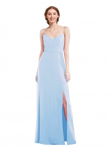 Sleeveless V-Neck Soft Chiffon Light Sky Blue Long Formal Evening Gown / Bridesmaid Dress Adelaide