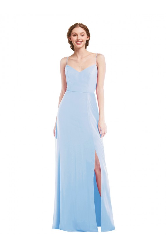 Sleeveless V-Neck Soft Chiffon Light Sky Blue Long Formal Evening Gown / Bridesmaid Dress Adelaide