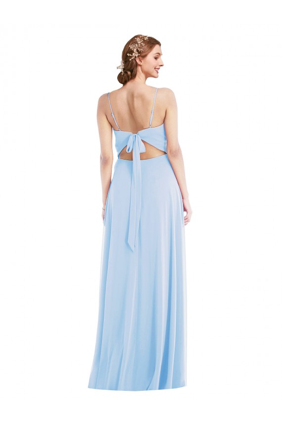 Sleeveless V-Neck Soft Chiffon Light Sky Blue Long Formal Evening Gown / Bridesmaid Dress Adelaide