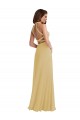 Sleeveless Halter Neck Soft Chiffon Gold Long Semi Formal Evening Dress / Bridesmaid Dress Adelaide