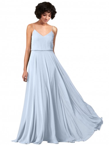 Sleeveless V-Neck Soft Chiffon Light Sky Blue Long Formal Dress / Bridesmaid Dress Adelaide