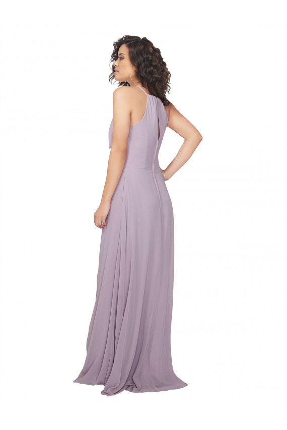 Sleeveless Halter Neck Chiffon Pink Glow Long Bridesmaid Dress / Evening Dress Adelaide