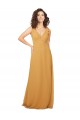 Sleeveless V-Neck Soft Chiffon Saffron Long Bridesmaid Dress Adelaide